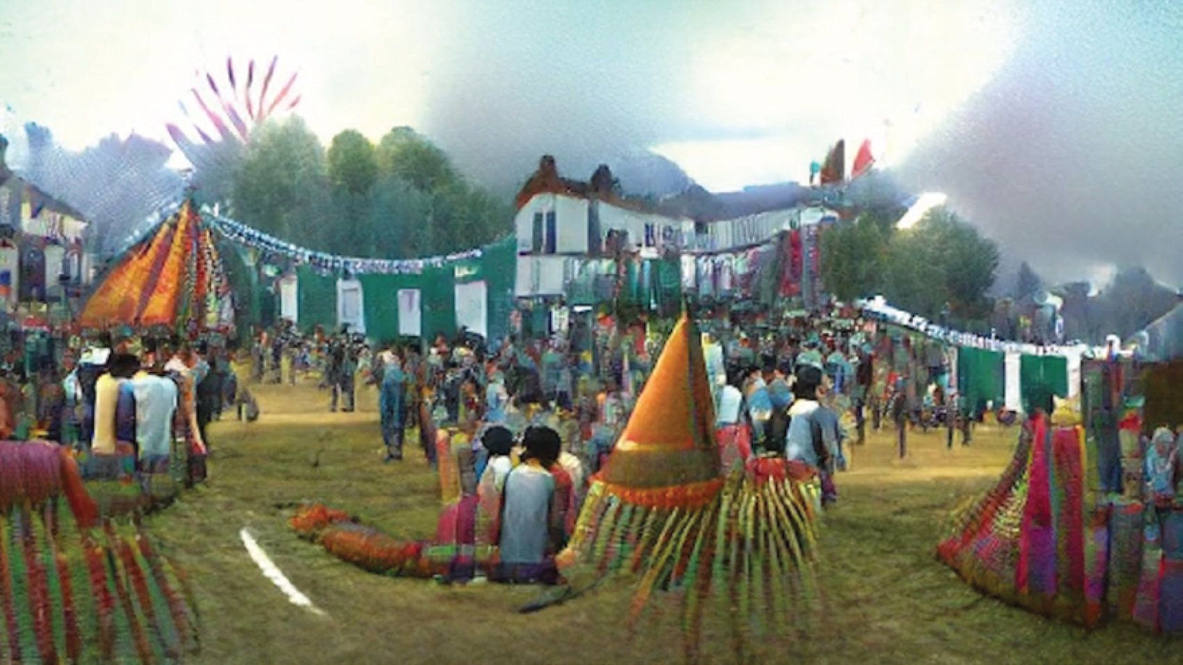 Generated image: festival crowd with flags