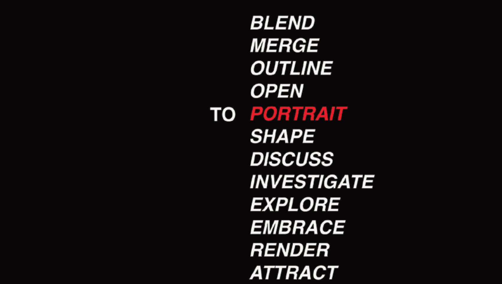 Film still: to portrait, shape, discuss