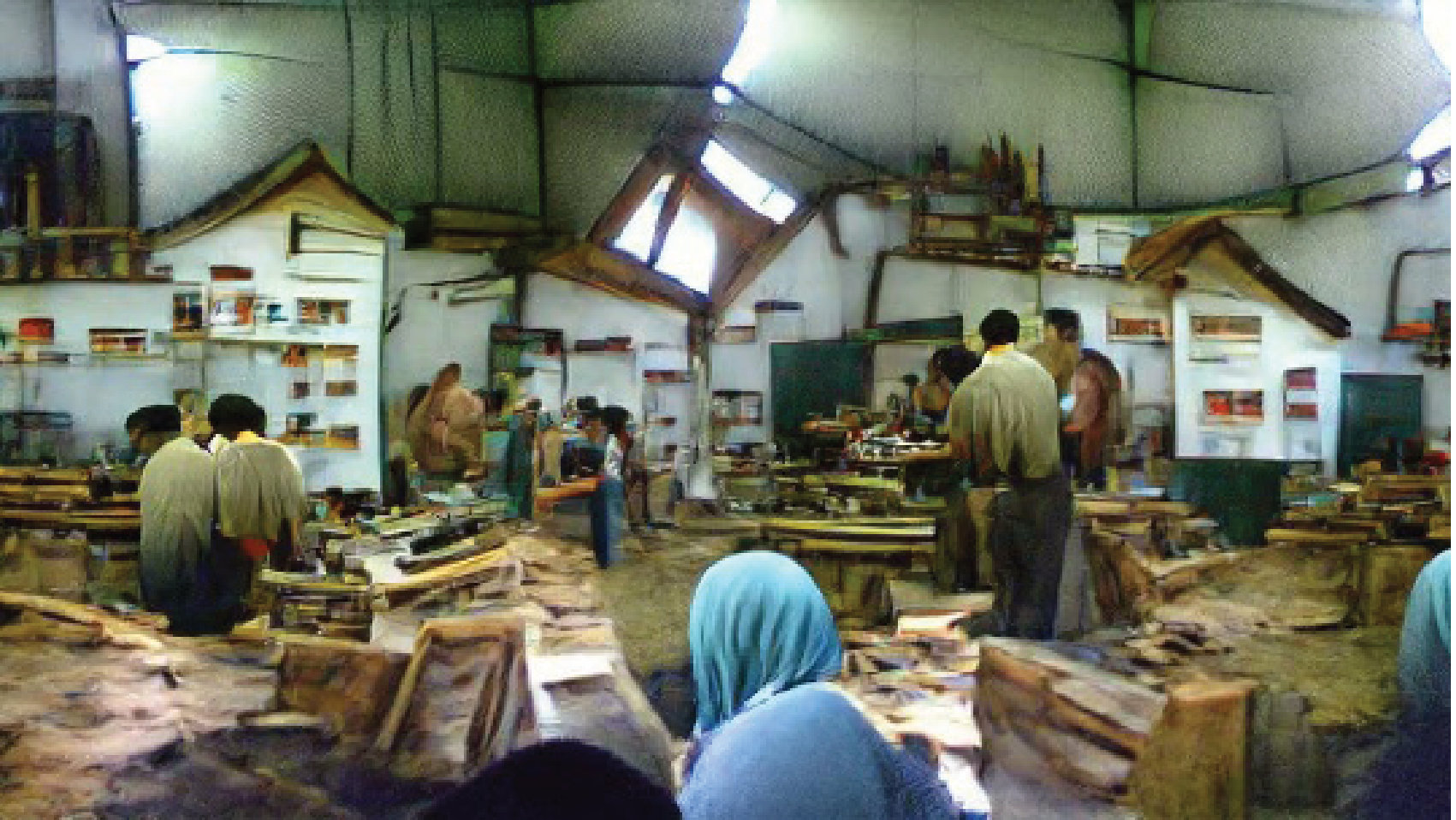 Generated image: workshop hall with people
