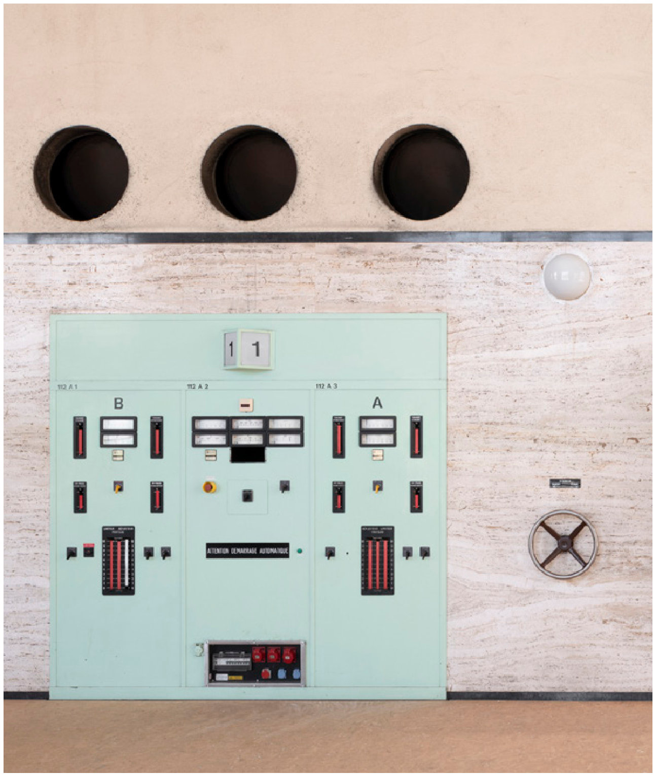 Historic mint-green control panel