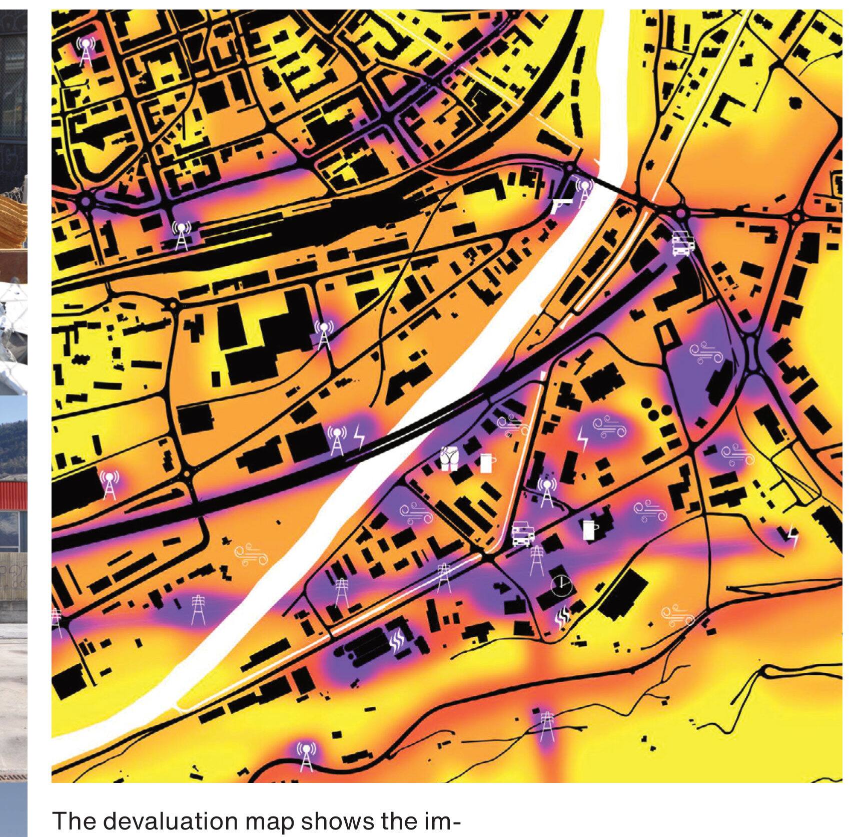 Devaluation heat map of Sion showing undesirable infrastructure