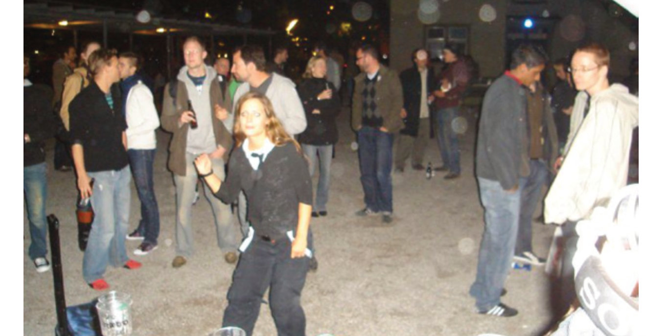 Crowd at night on the square