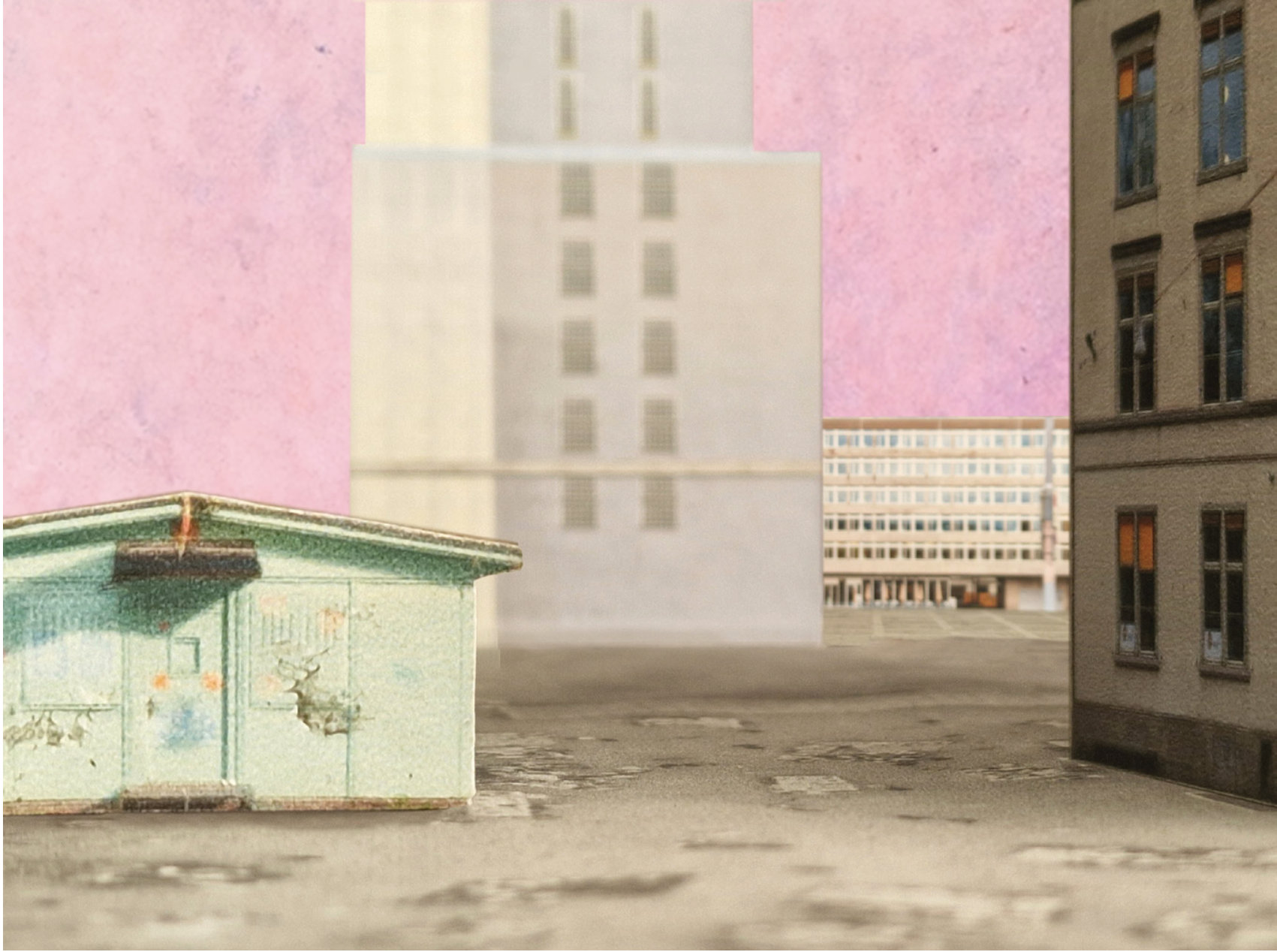 Model photo vis-à-vis: kiosk and slab