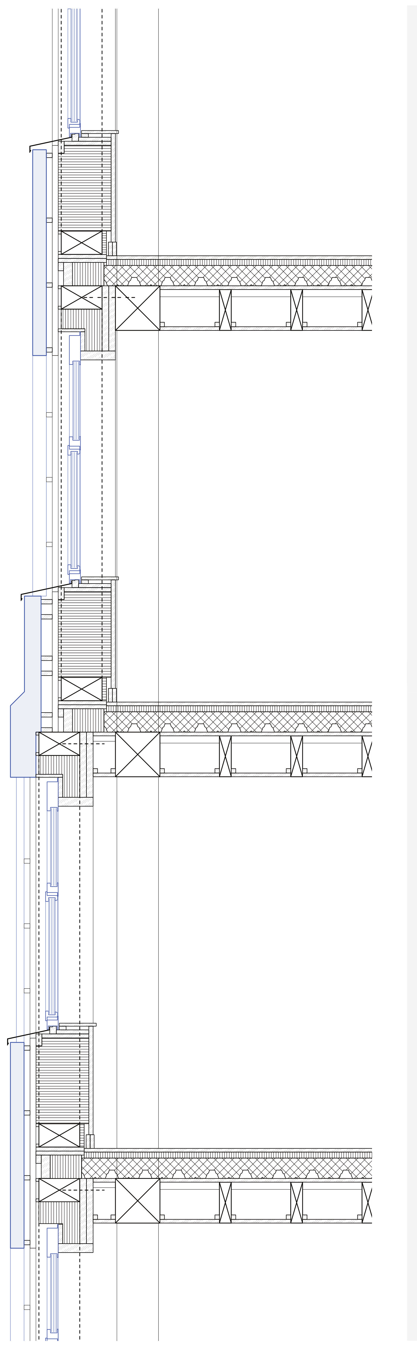 Construction section through the facade
