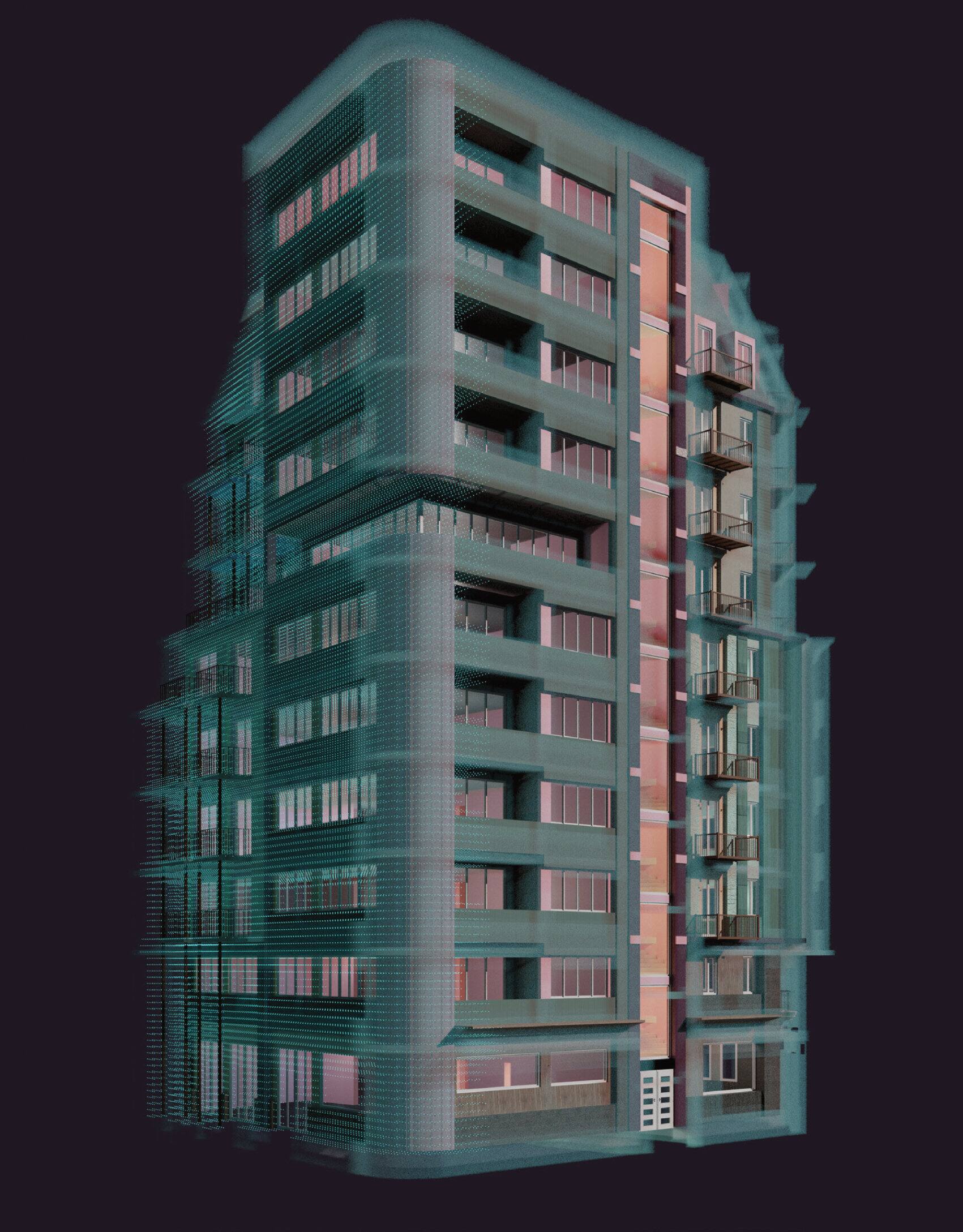 Lenticular rendering, tower view