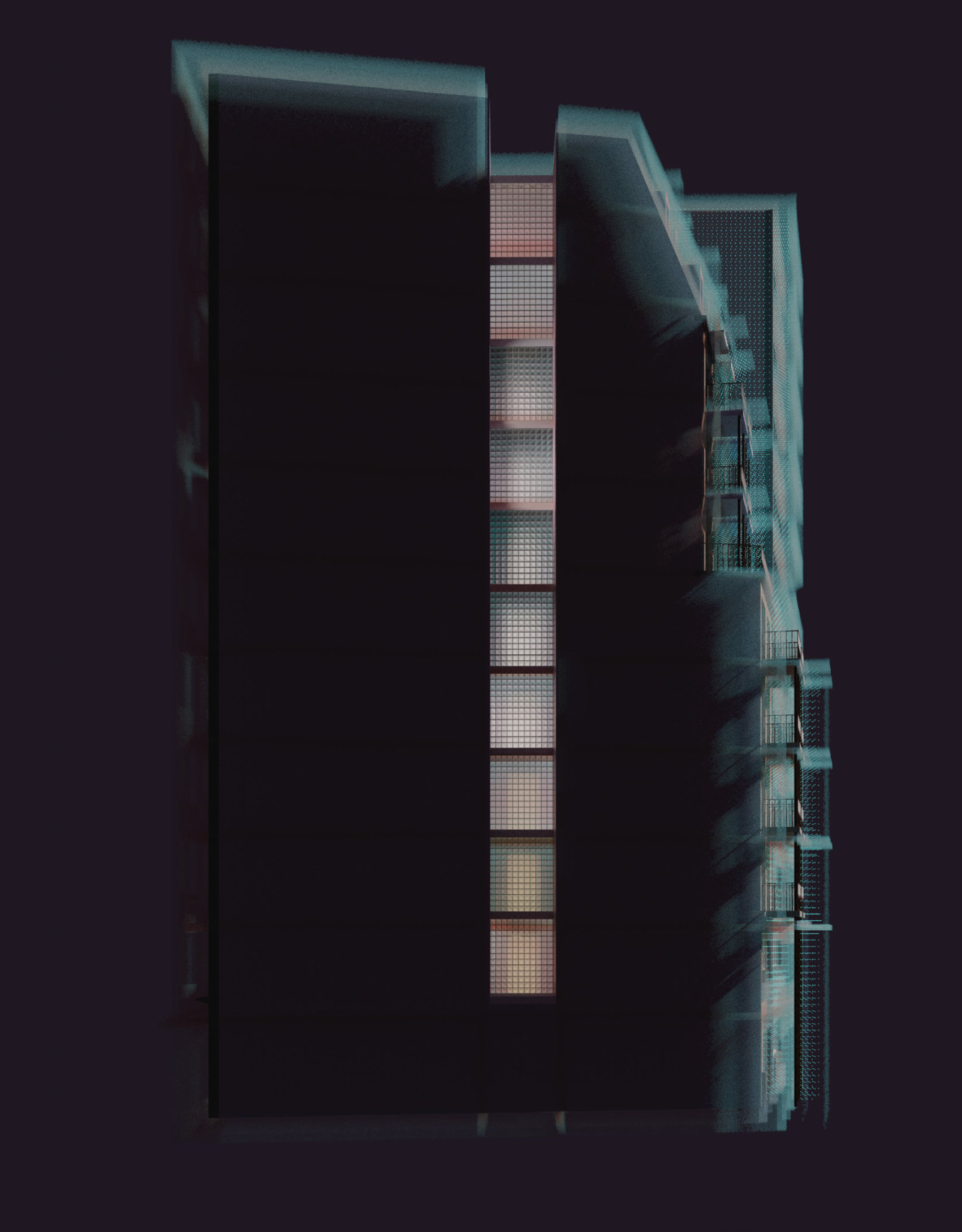 Lenticular rendering, night elevation